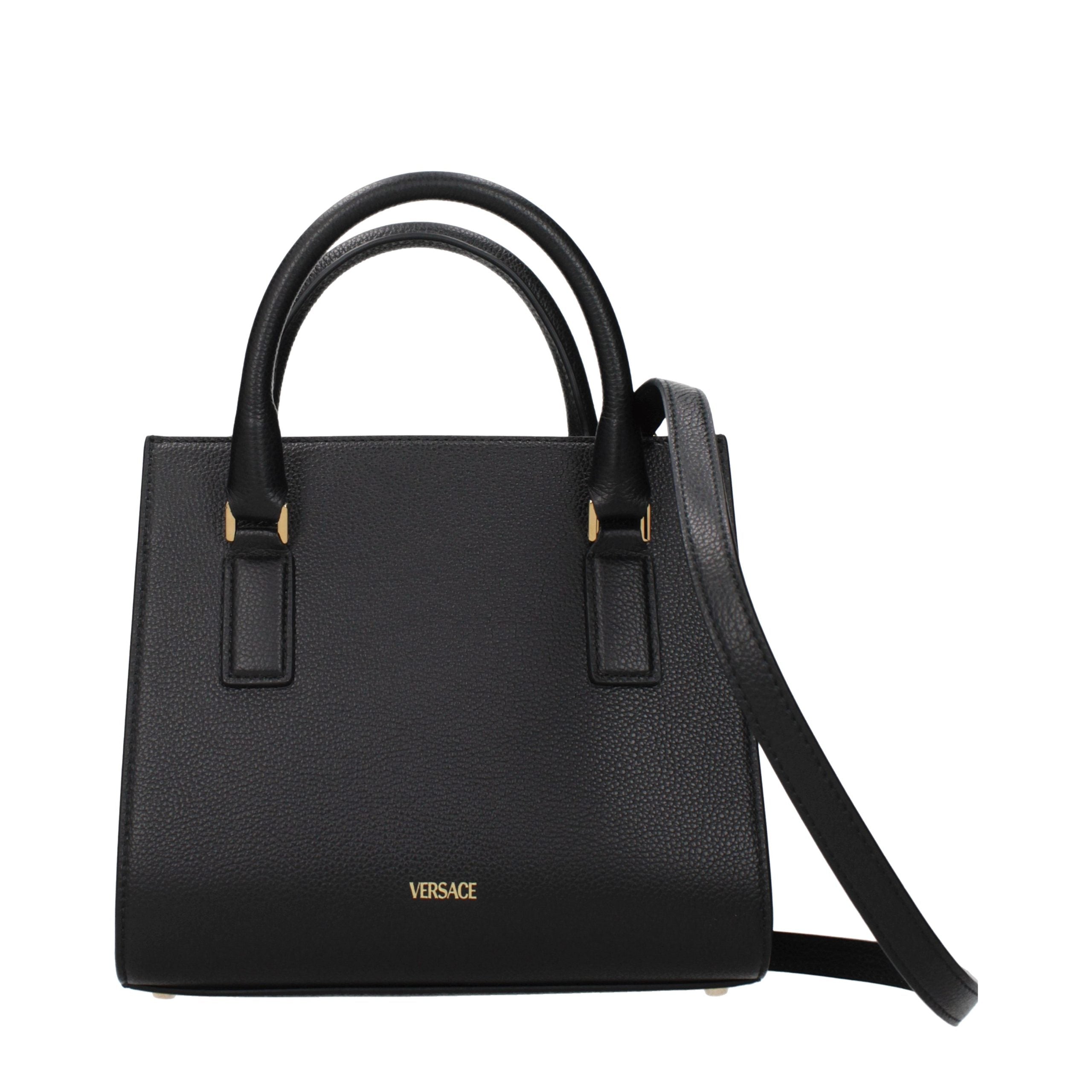 Sac à main en cuir noir Versace