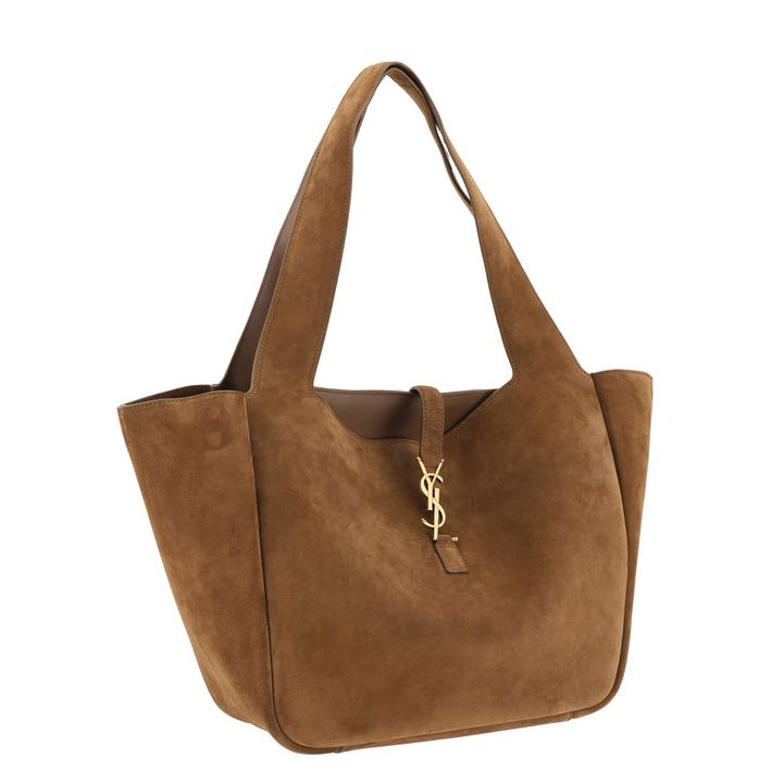 Sac à main cabas Bos Taurus en cuir de veau marron Saint Laurent