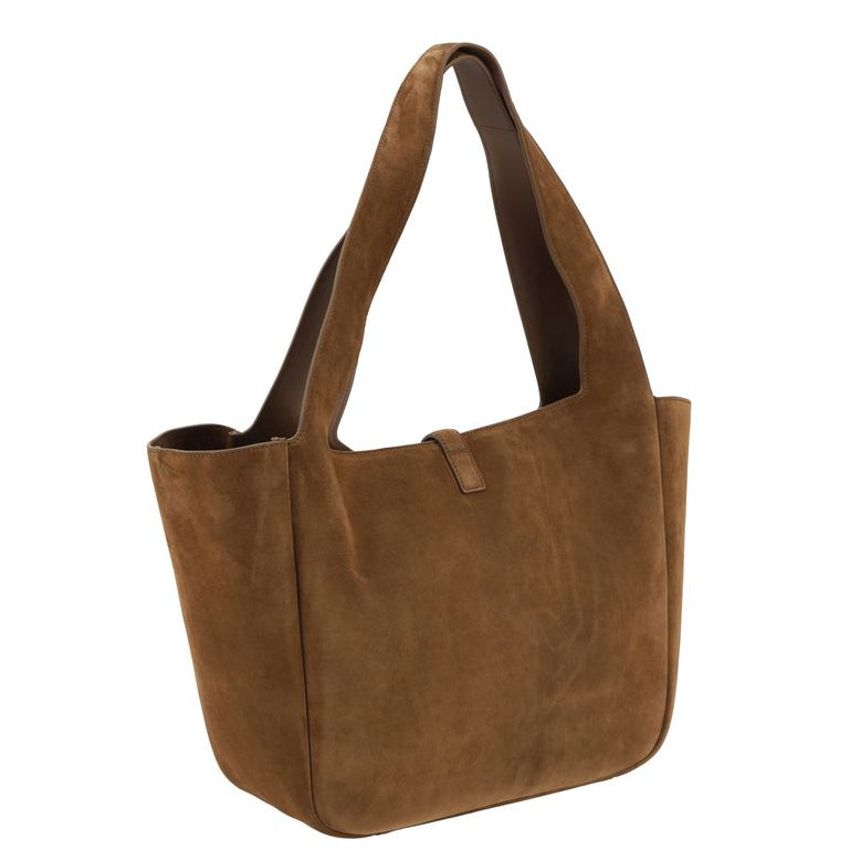 Sac à main cabas Bos Taurus en cuir de veau marron Saint Laurent