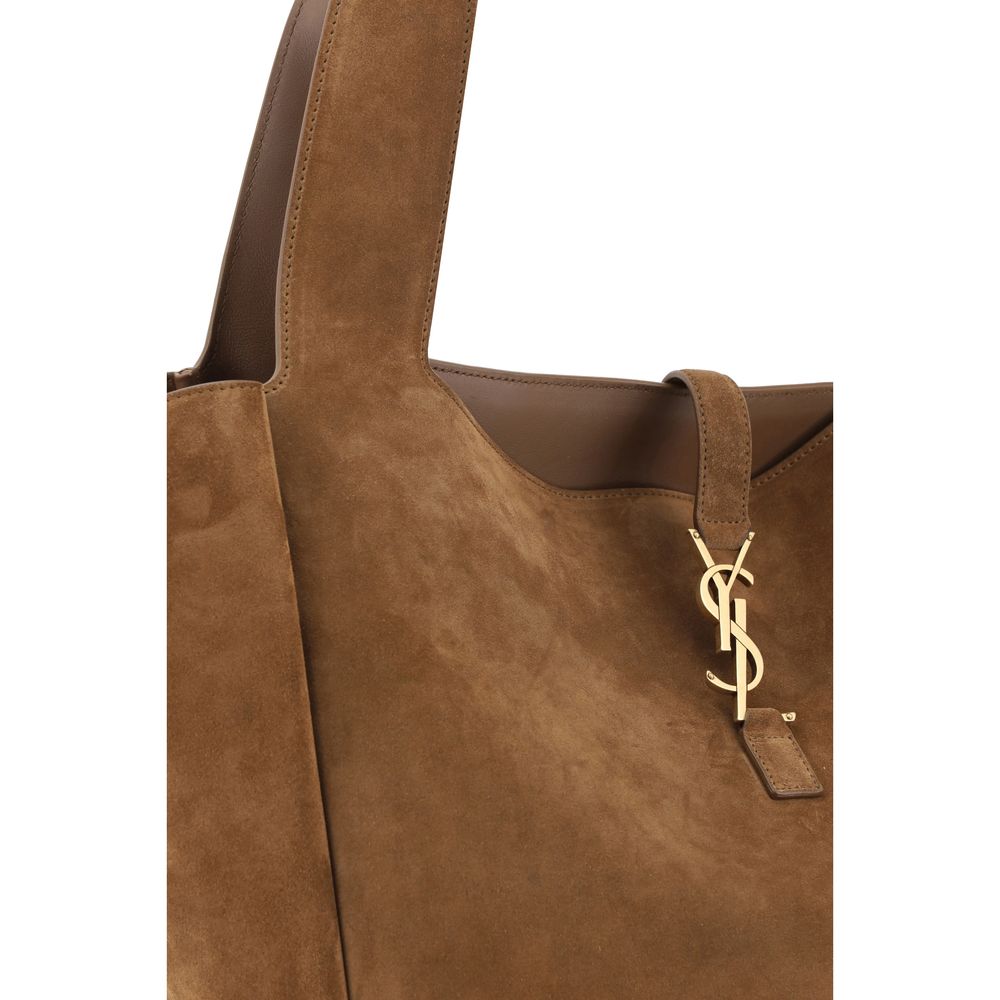 Sac à main cabas Bos Taurus en cuir de veau marron Saint Laurent