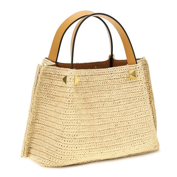 Valentino Beige Raffia Tote Bag