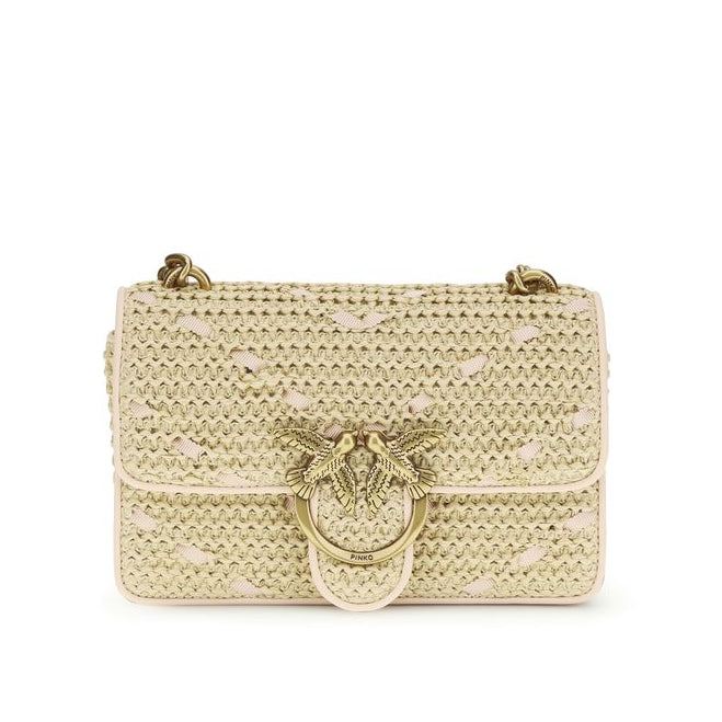 Sac bandoulière en raphia beige Pinko