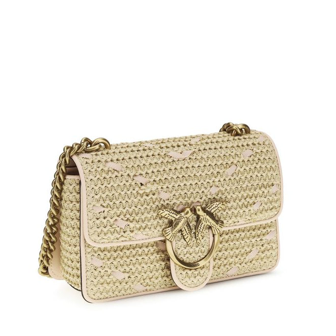 Sac bandoulière en raphia beige Pinko