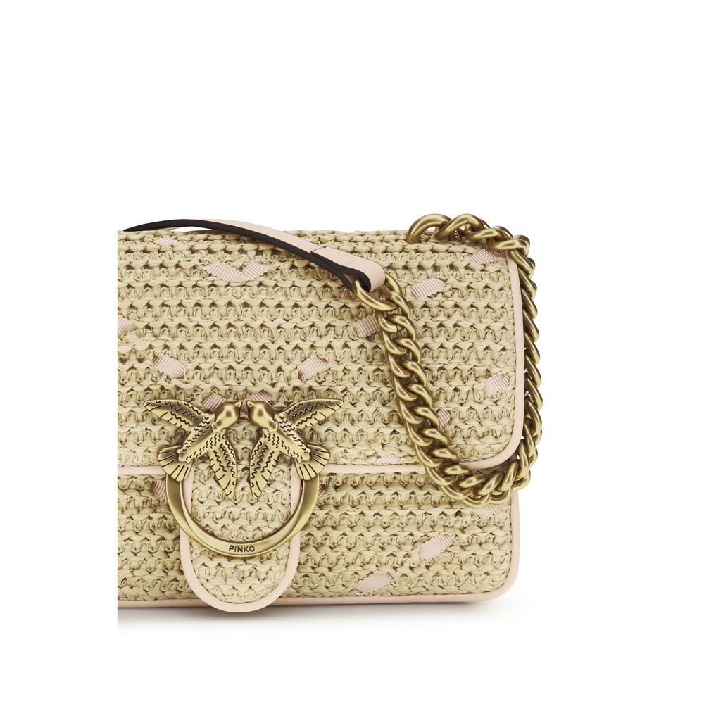 Sac bandoulière en raphia beige Pinko