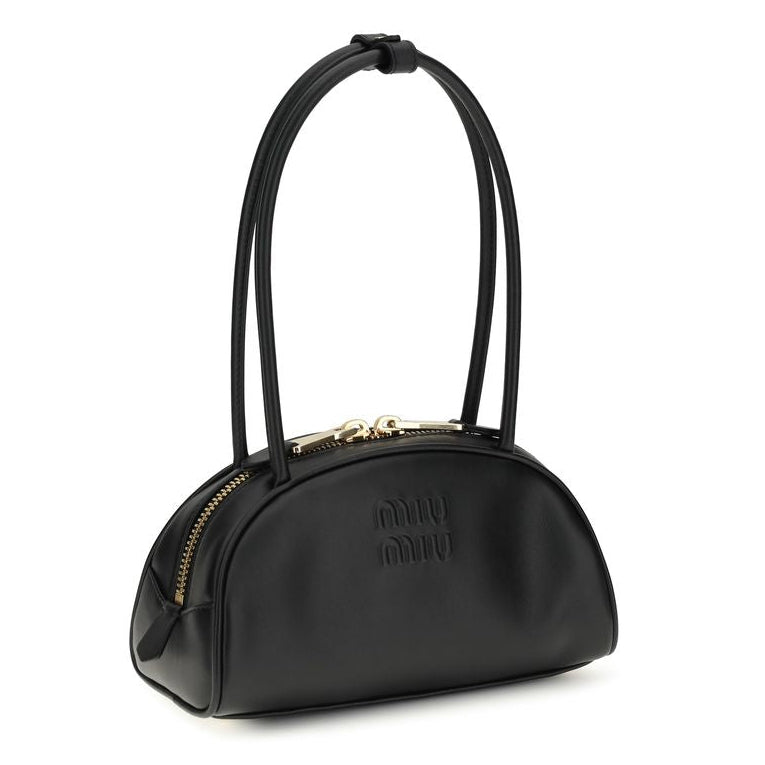 Sac bandoulière Bos Taurus en cuir de veau noir Miu Miu
