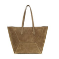 Sac à main cabas Bos Taurus en cuir de veau beige Brunello Cucinelli