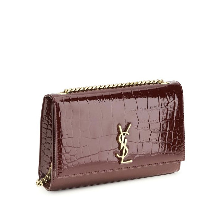 Sac bandoulière Bos Taurus en cuir de veau bordeaux Saint Laurent