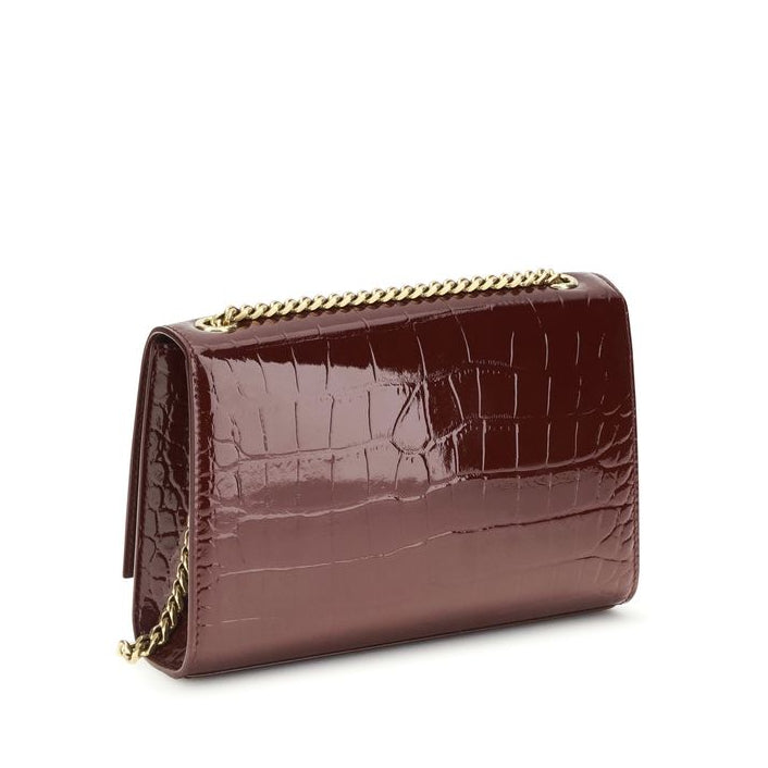 Sac bandoulière Bos Taurus en cuir de veau bordeaux Saint Laurent