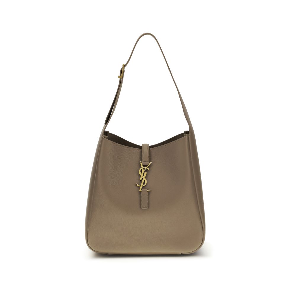 Sac bandoulière Bos Taurus en cuir de veau gris Saint Laurent