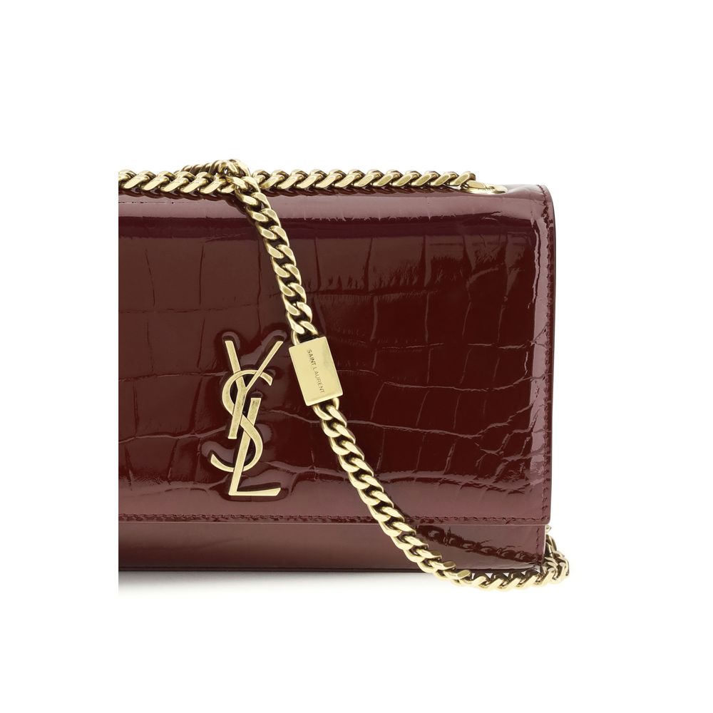 Sac bandoulière Bos Taurus en cuir de veau bordeaux Saint Laurent