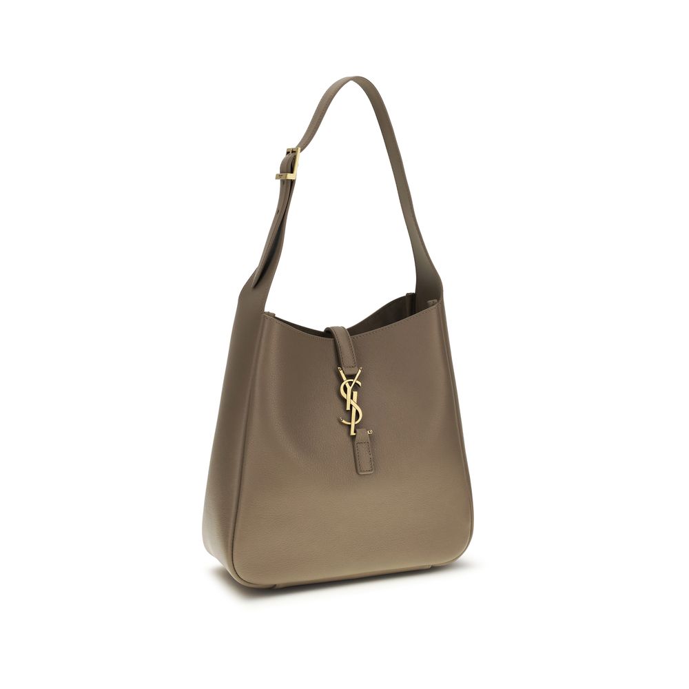 Sac bandoulière Bos Taurus en cuir de veau gris Saint Laurent