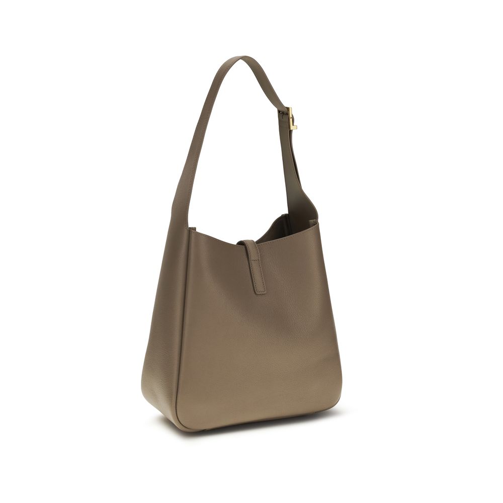 Sac bandoulière Bos Taurus en cuir de veau gris Saint Laurent