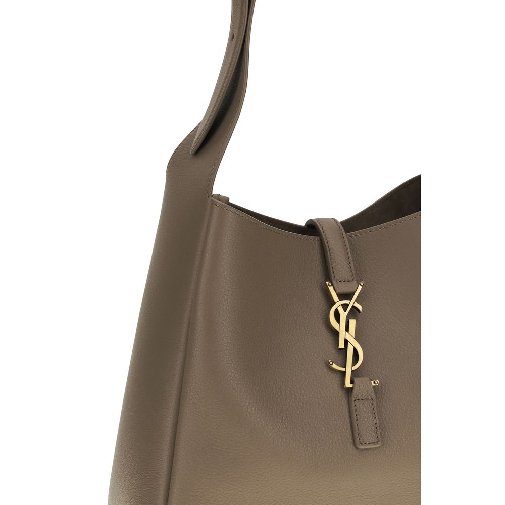 Sac bandoulière Bos Taurus en cuir de veau gris Saint Laurent