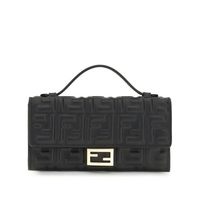 Sac bandoulière Bos Taurus en cuir de veau noir Fendi