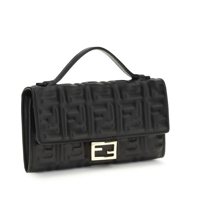 Sac bandoulière Bos Taurus en cuir de veau noir Fendi