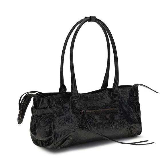 Sac bandoulière Bos Taurus en cuir de veau noir Balenciaga