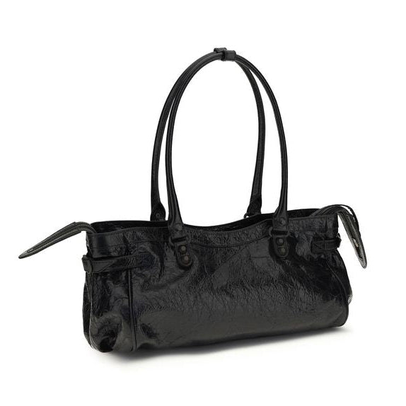 Sac bandoulière Bos Taurus en cuir de veau noir Balenciaga