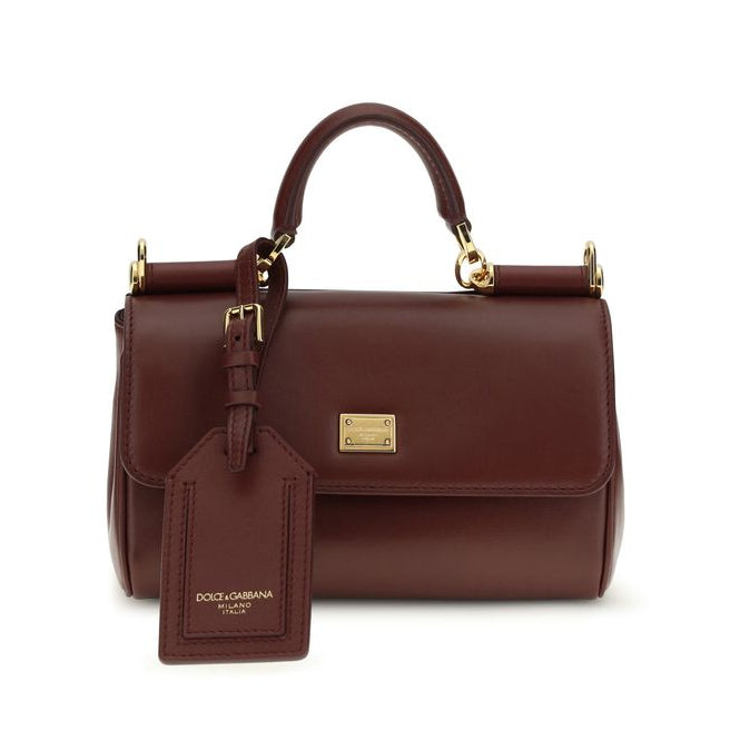 Sac à main Bos Taurus en cuir de veau bordeaux Dolce&Gabbana