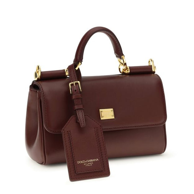 Sac à main Bos Taurus en cuir de veau bordeaux Dolce&Gabbana