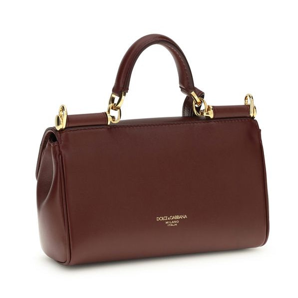 Sac à main Bos Taurus en cuir de veau bordeaux Dolce&Gabbana