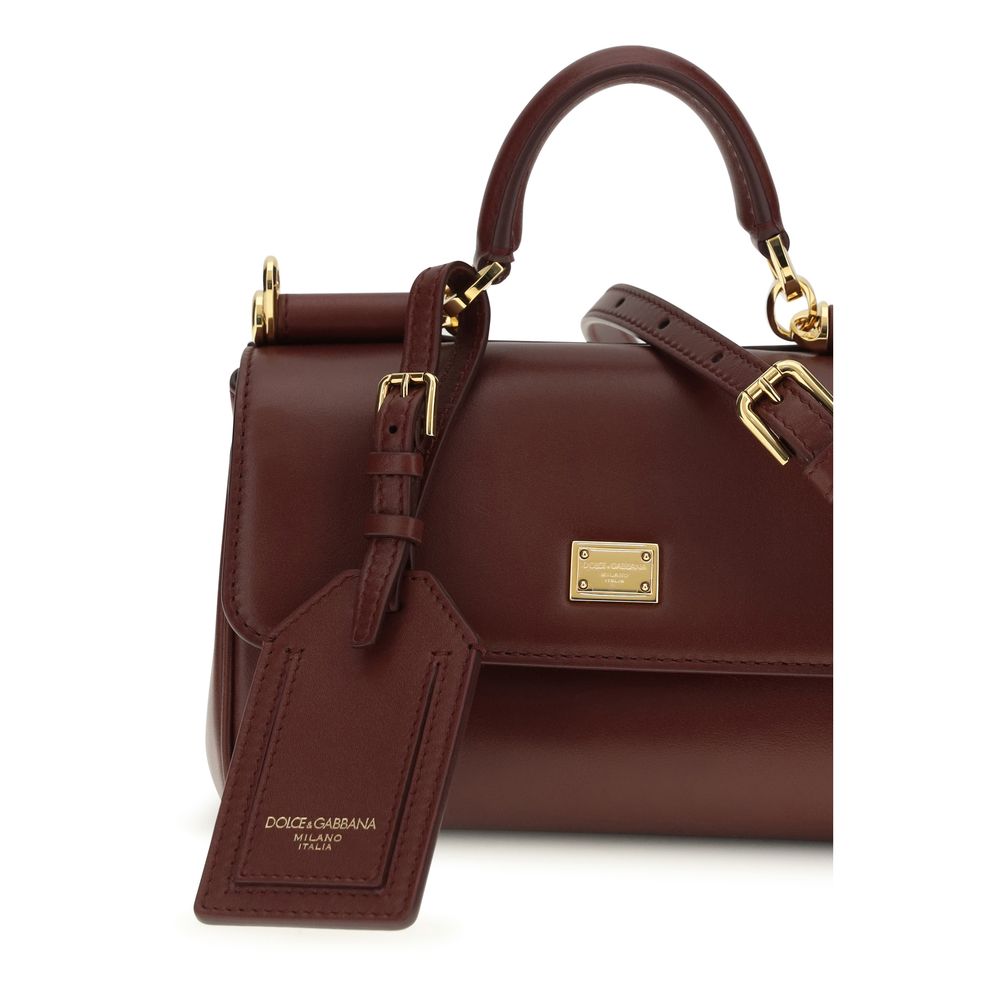 Sac à main Bos Taurus en cuir de veau bordeaux Dolce&Gabbana