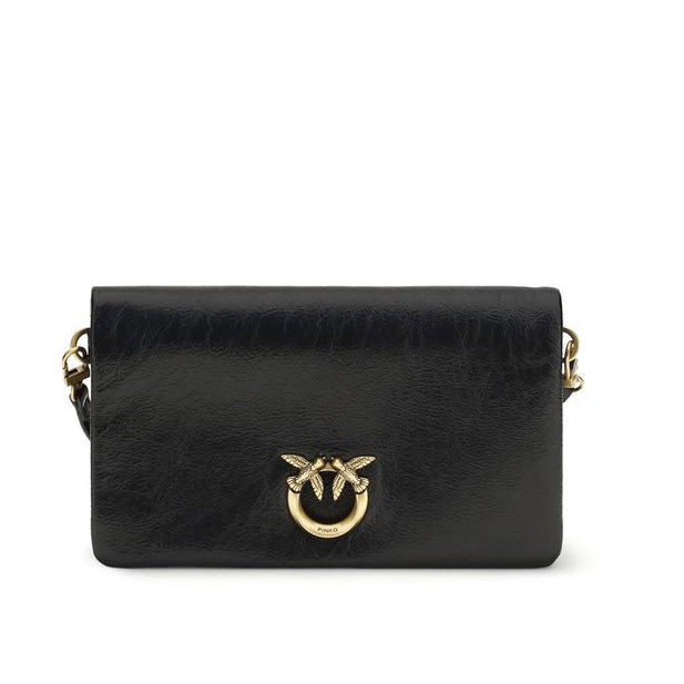Sac bandoulière en cuir de chèvre noir Pinko