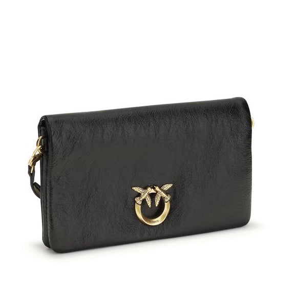 Sac bandoulière en cuir de chèvre noir Pinko