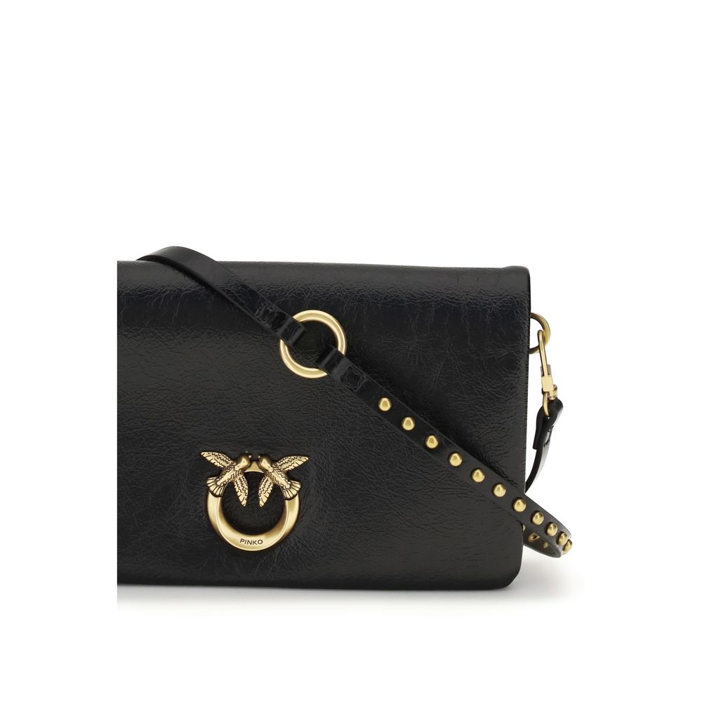 Sac bandoulière en cuir de chèvre noir Pinko