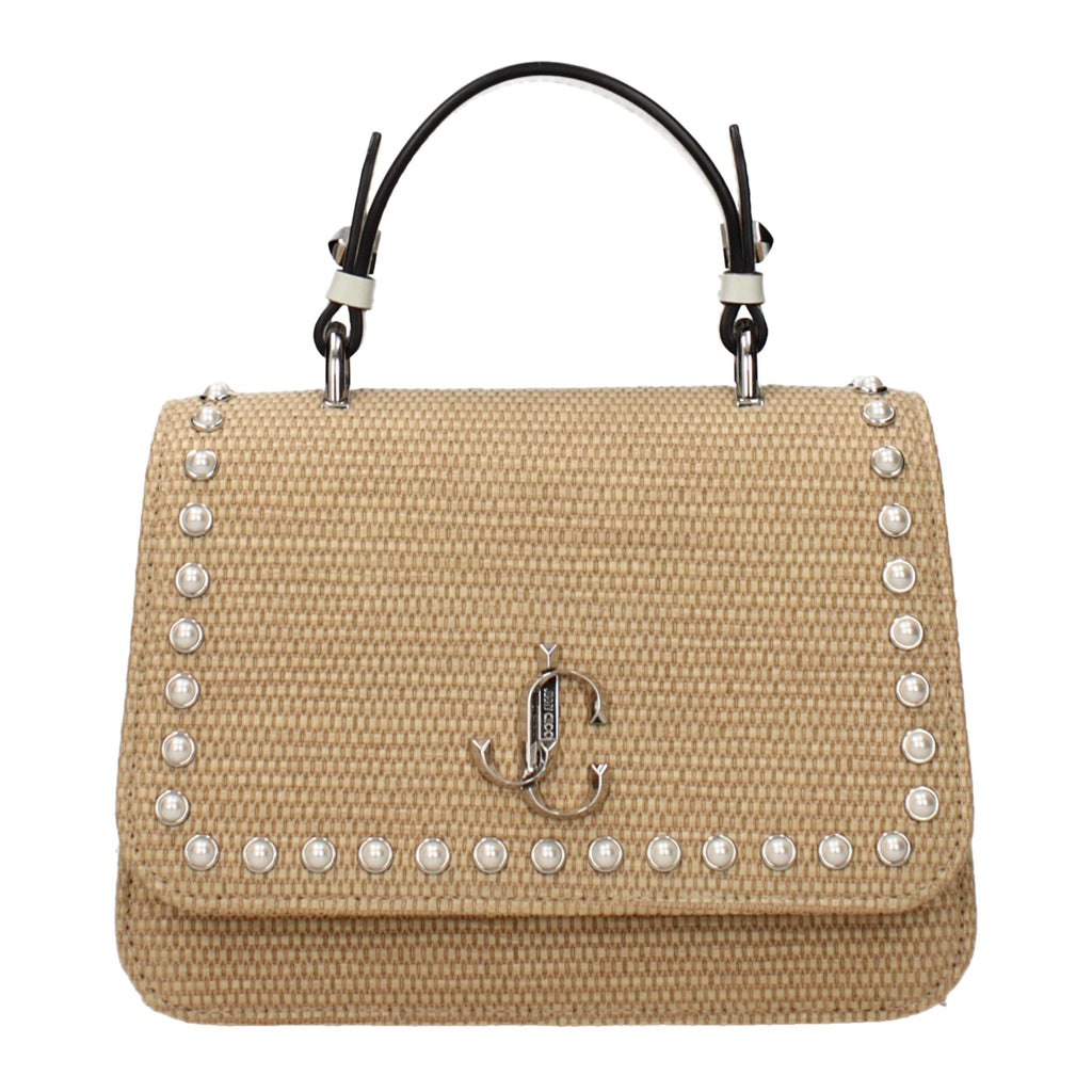 Sac bandoulière en raphia beige Jimmy Choo