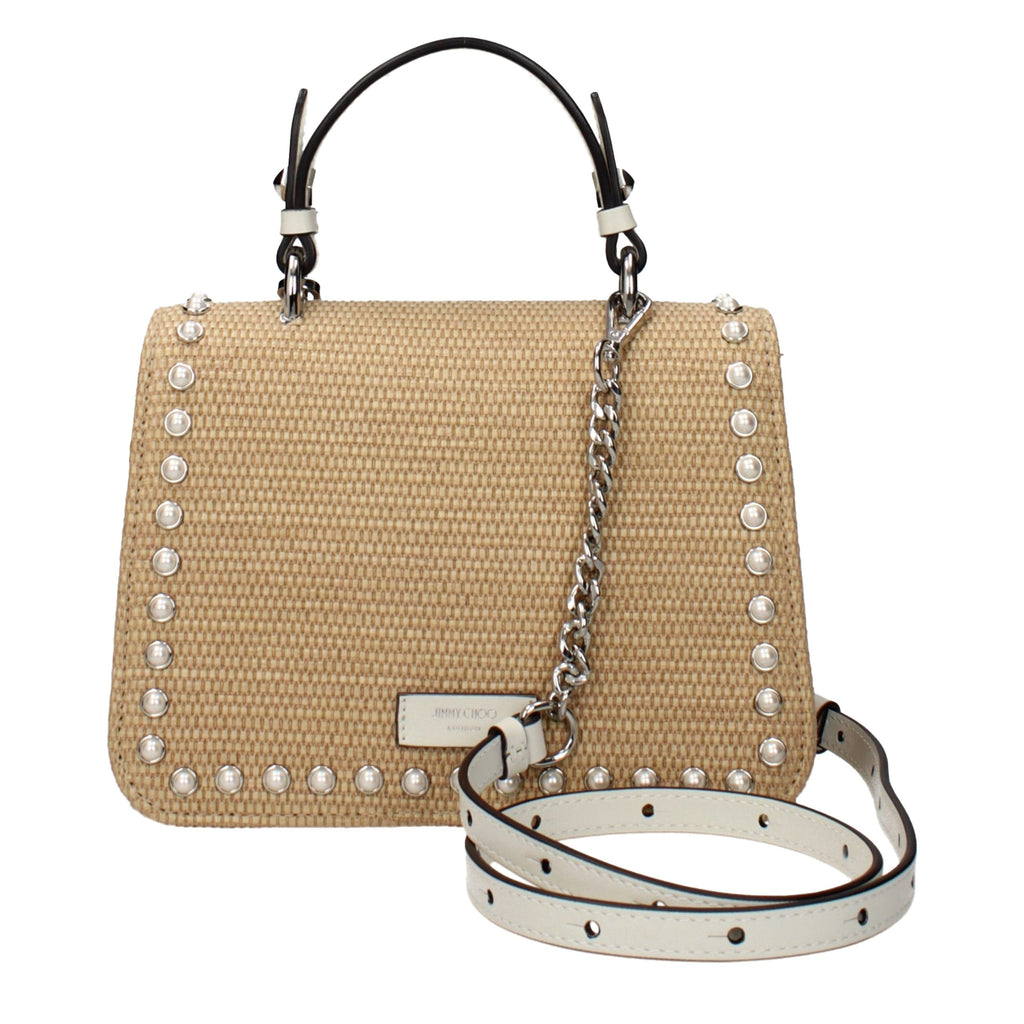 Sac bandoulière en raphia beige Jimmy Choo