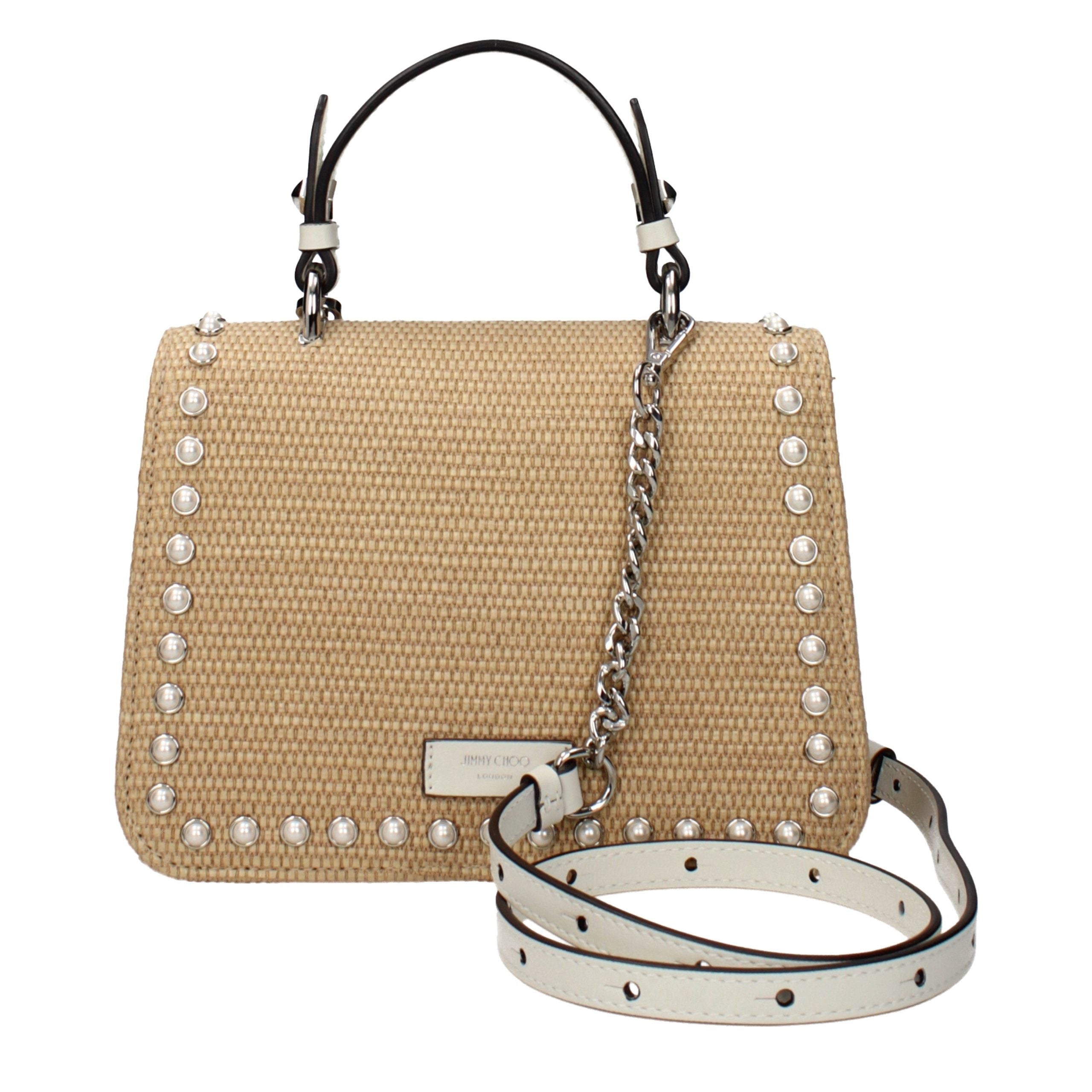 Sac bandoulière en raphia beige Jimmy Choo