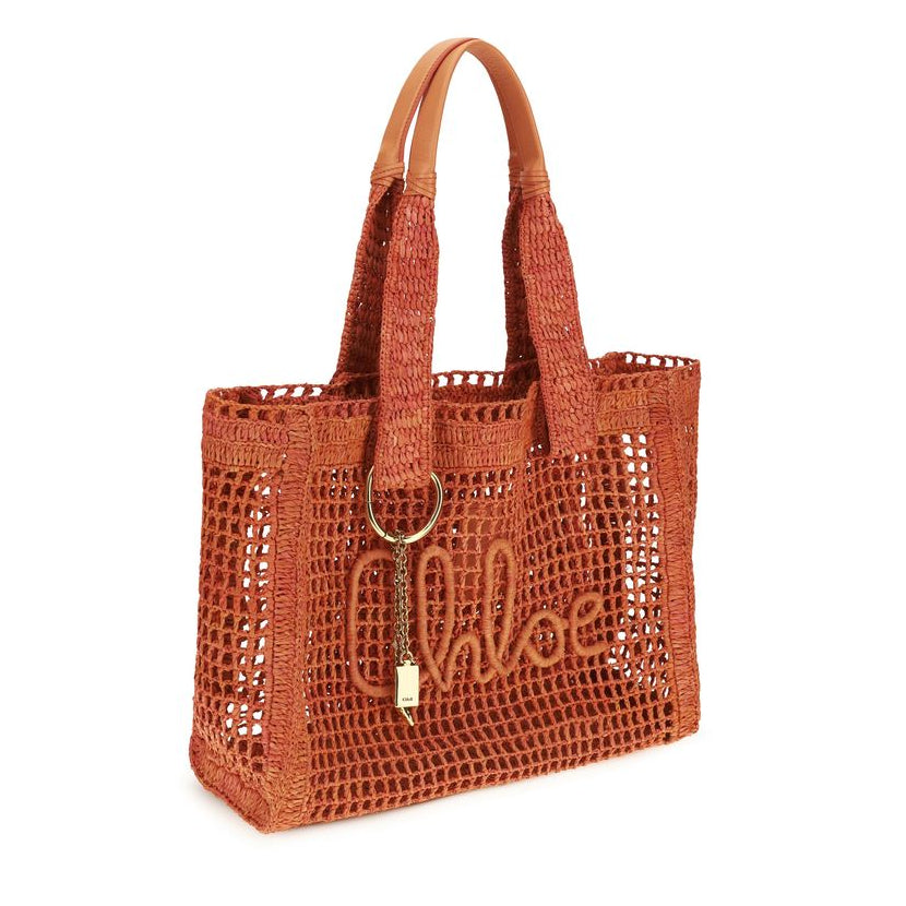 Sac à main cabas en raphia Chloé