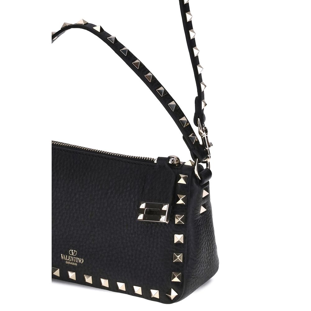 Sac bandoulière Bos Taurus en cuir de veau noir Valentino Garavani
