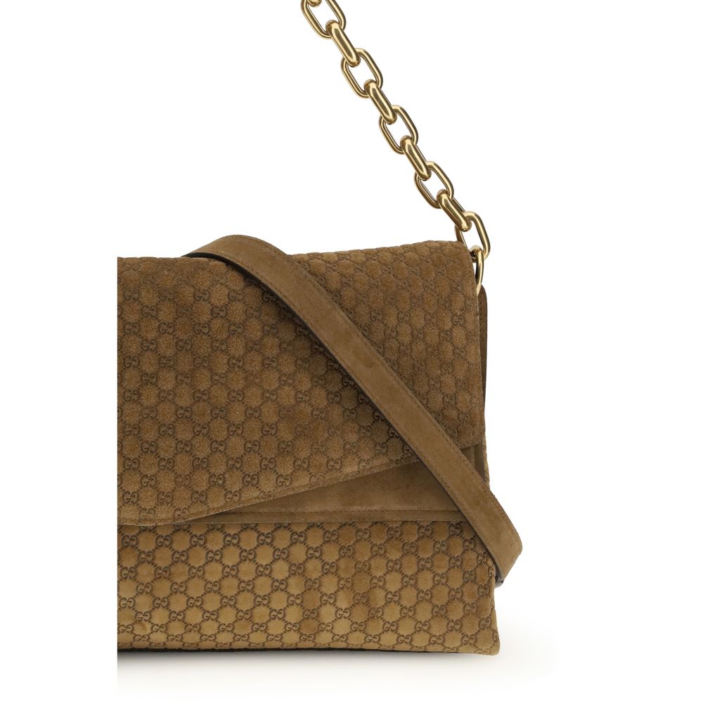 Brown Suede Leather Handbag Gucci