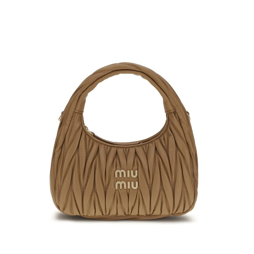 Beige Calf Leather Bos Taurus Handbag Miu Miu