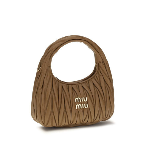 Beige Calf Leather Bos Taurus Handbag Miu Miu