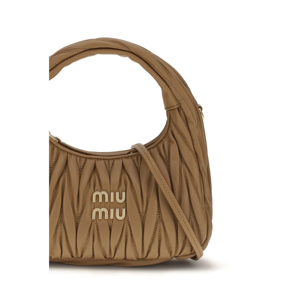 Beige Calf Leather Bos Taurus Handbag Miu Miu