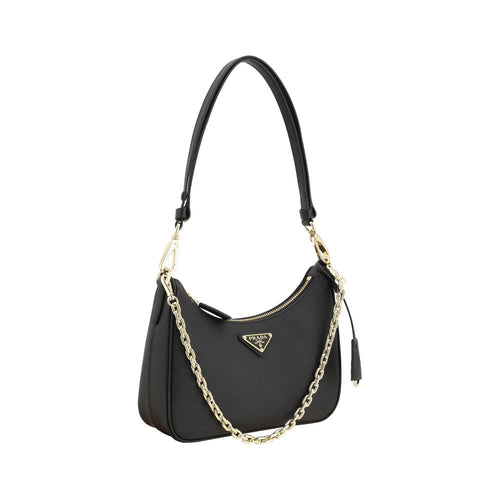 Black Calf Leather Bos Taurus Shoulder Bag Prada
