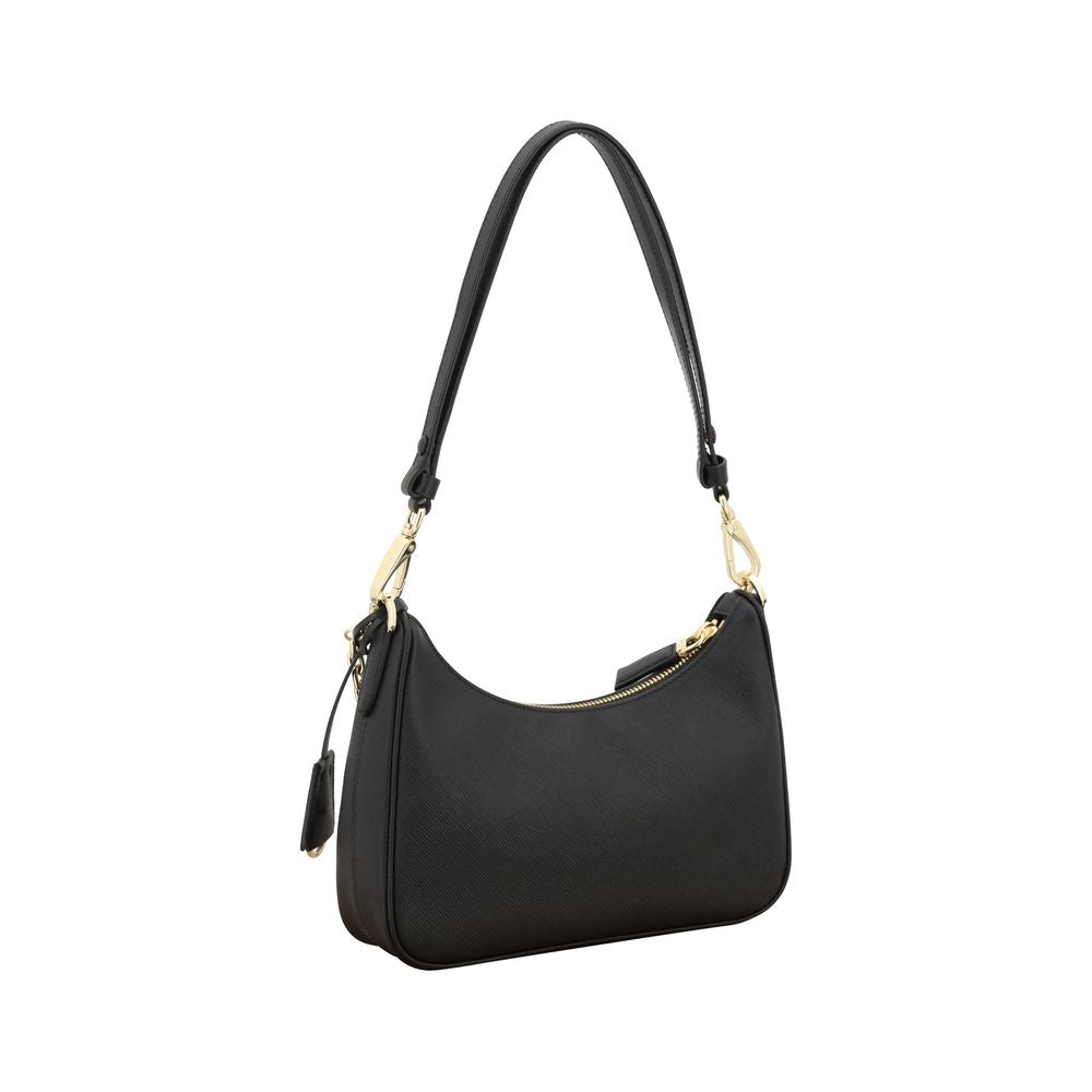Black Calf Leather Bos Taurus Shoulder Bag Prada