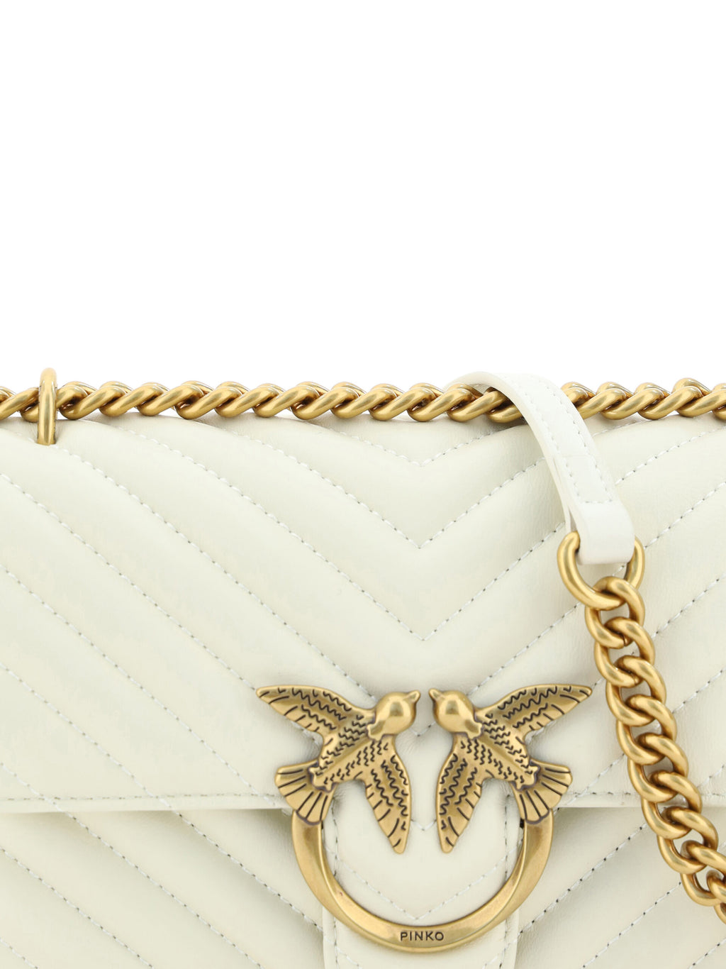 Sac bandoulière mini Love One en cuir blanc Pinko