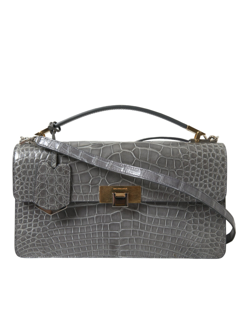Sac bandoulière moyen en cuir exotique gris Balenciaga