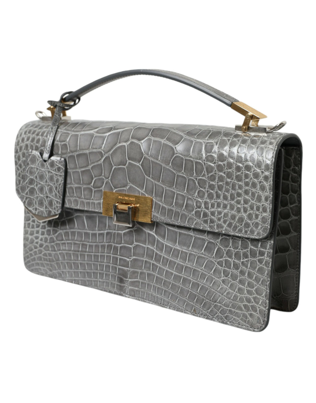 Sac bandoulière moyen en cuir exotique gris Balenciaga