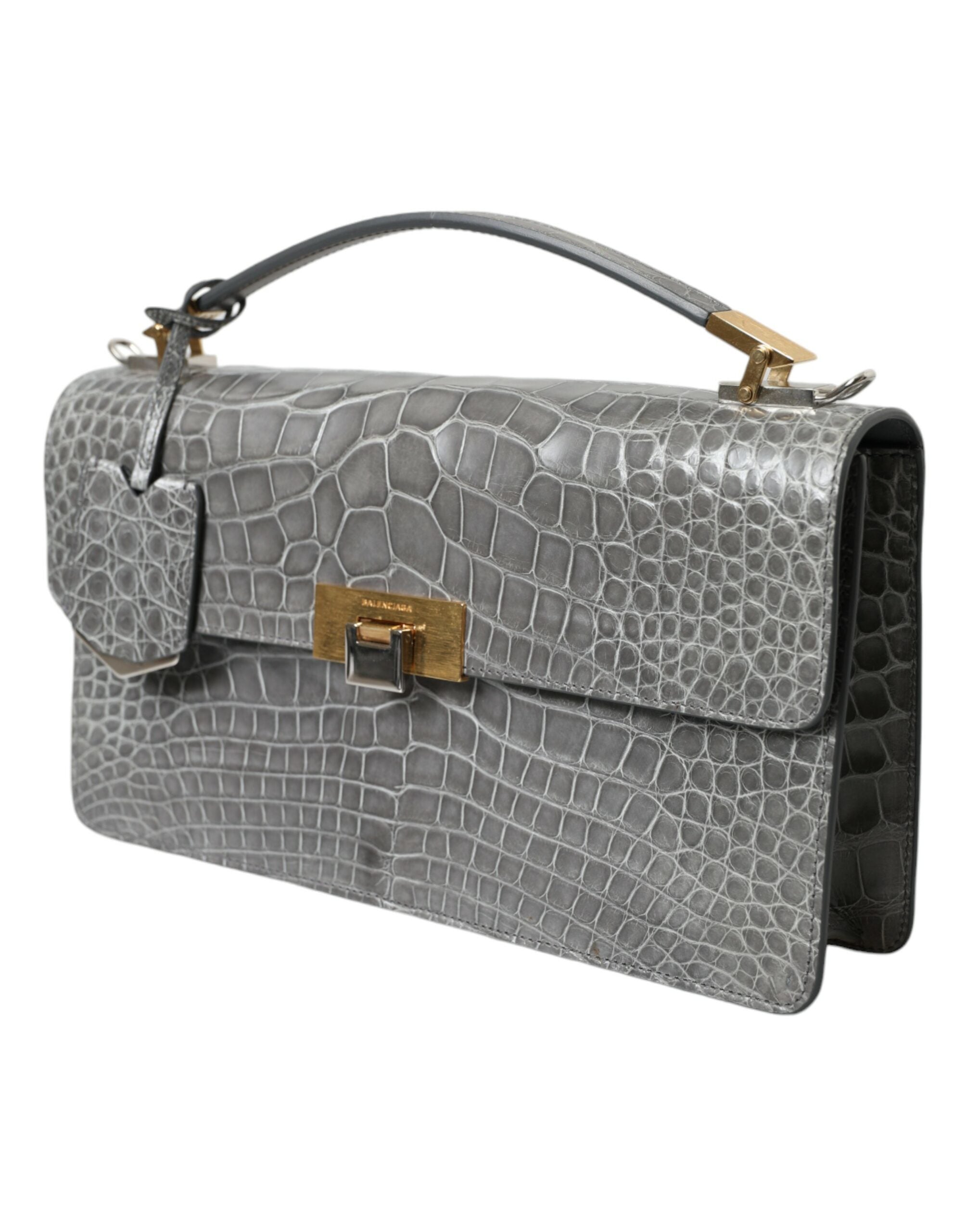Sac bandoulière moyen en cuir exotique gris Balenciaga