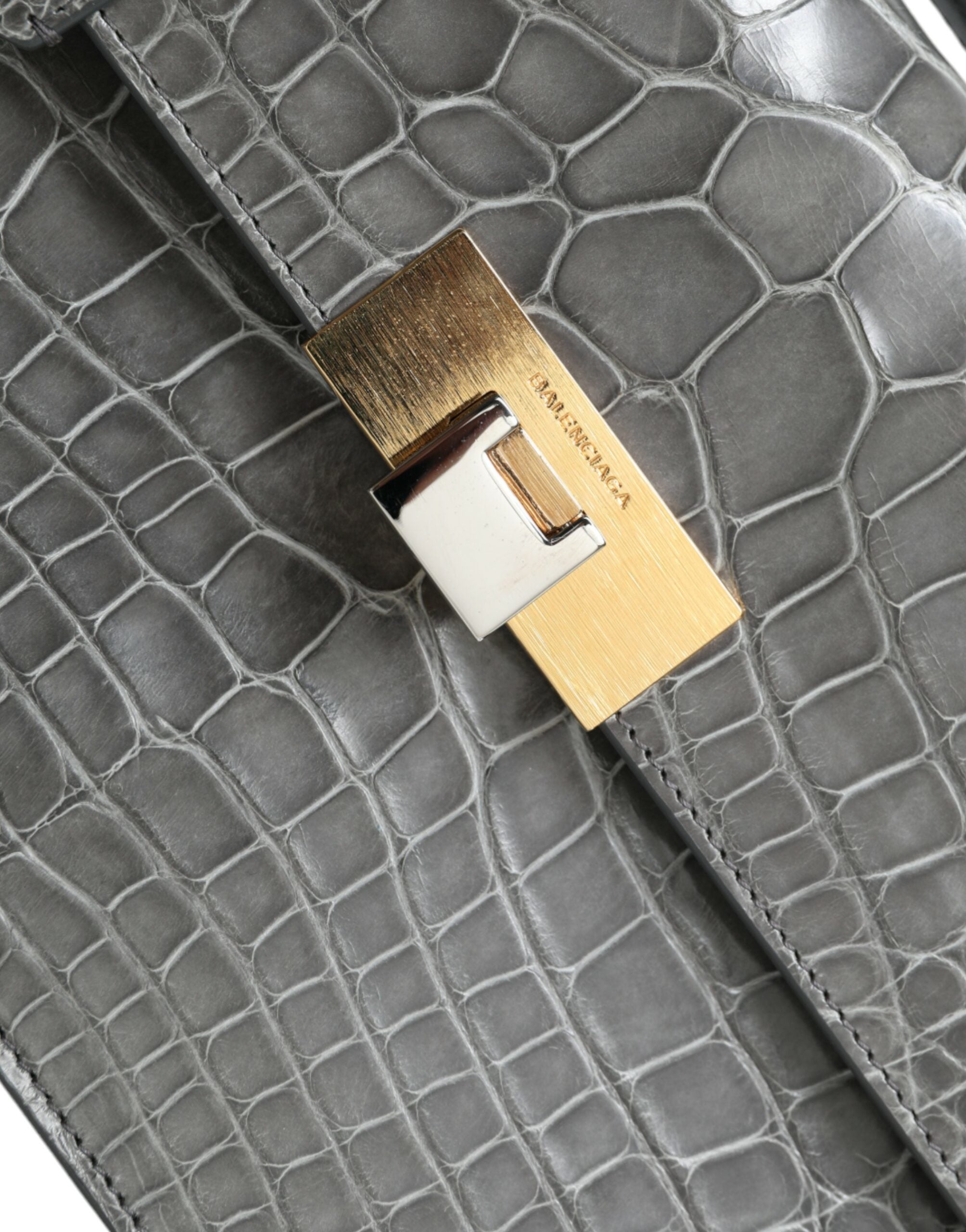 Sac bandoulière moyen en cuir exotique gris Balenciaga
