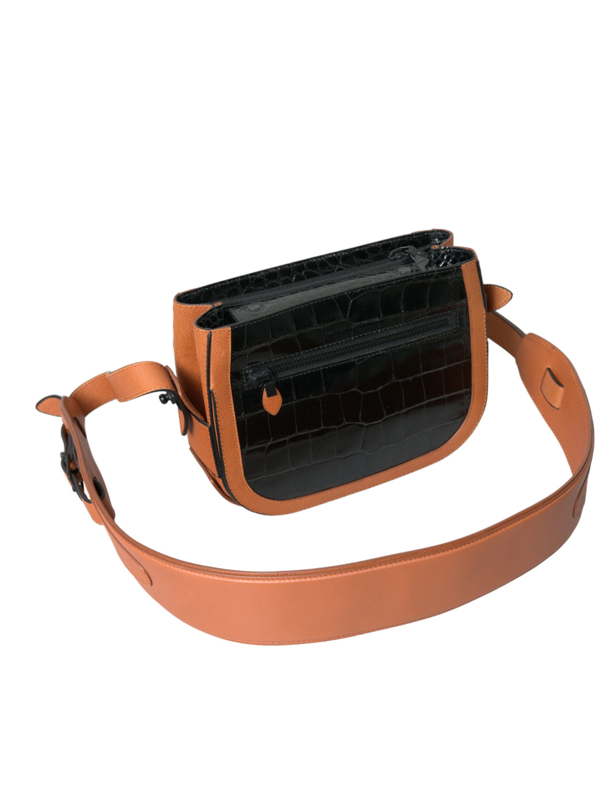 Bolso bandolera Balenciaga de piel exótica negra y marrón