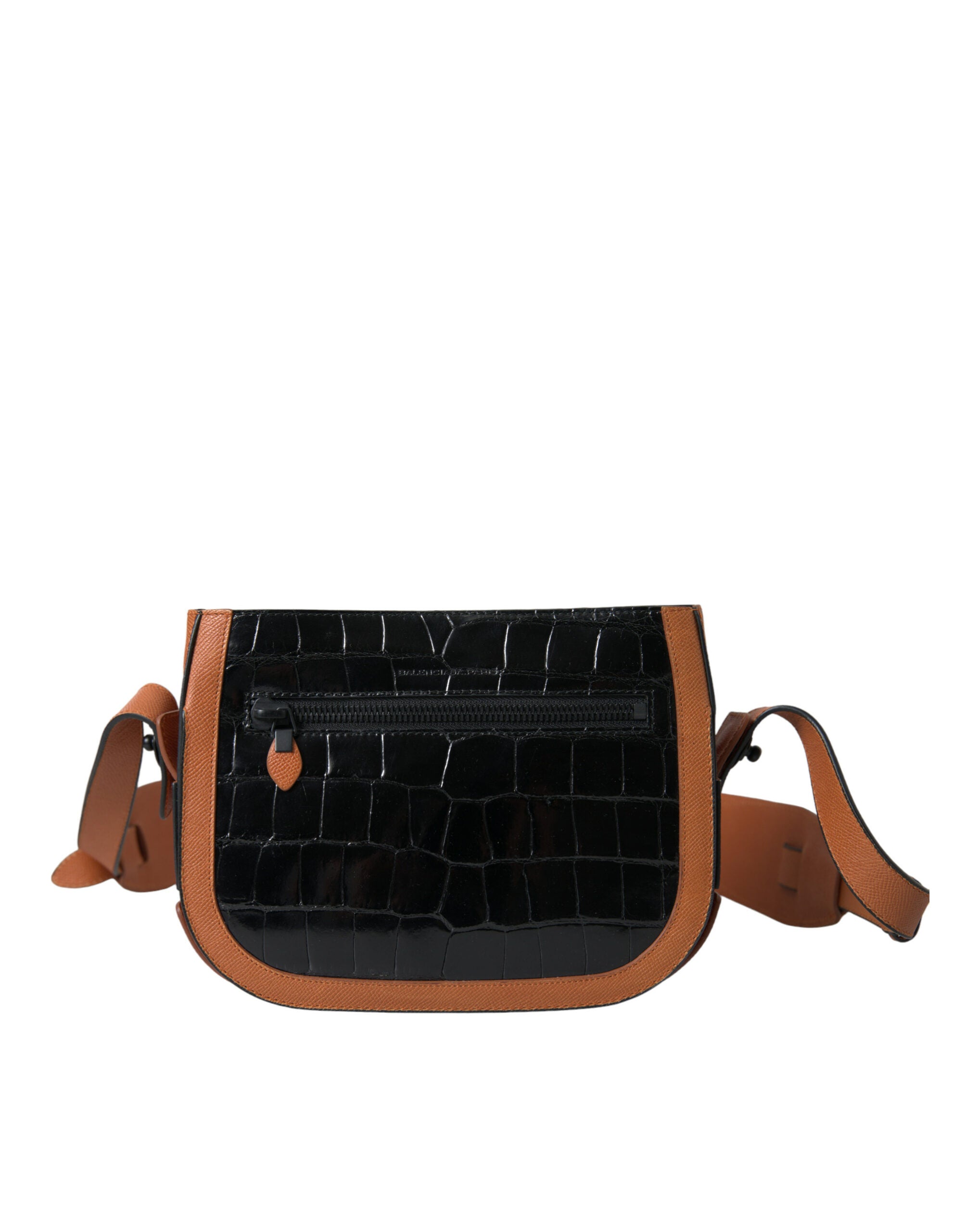Bolso bandolera Balenciaga de piel exótica negra y marrón
