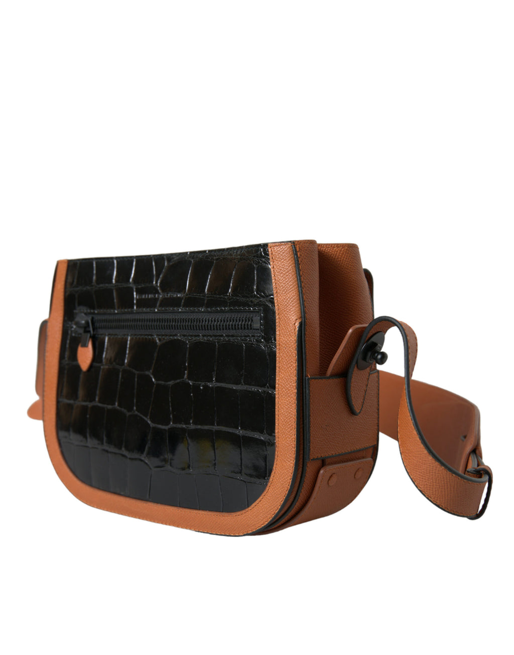 Bolso bandolera Balenciaga de piel exótica negra y marrón
