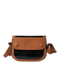 Bolso bandolera Balenciaga de piel exótica negra y marrón
