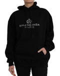 Sweat à capuche en coton noir avec logo Balenciaga