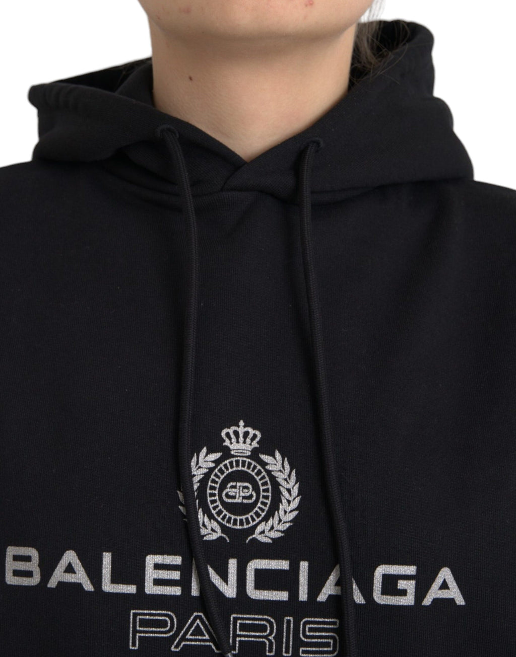 Sweat à capuche en coton noir avec logo Balenciaga